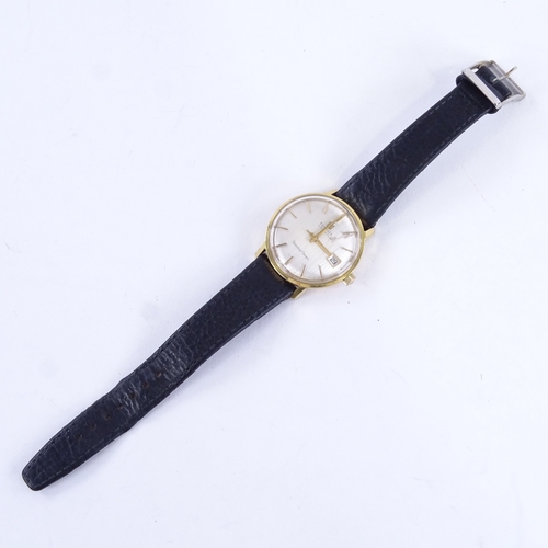 1012 - TISSOT- a Vintage gold plated Visodate Seastar Seven mechanical wristwatch, brushed silvered dial wi... 