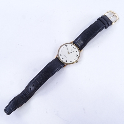 1015 - ROTARY - a Vintage 9ct gold mechanical wristwatch, white dial with black breguet Arabic numerals, 21... 