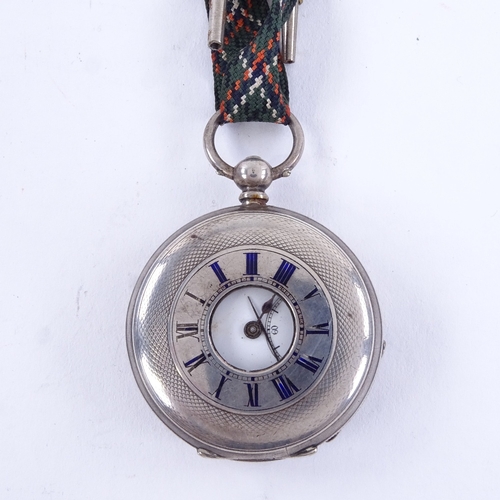 1017 - A late 19th/early 20th century Swiss silver half hunter key-wind pocket watch, white enamel dial wit... 