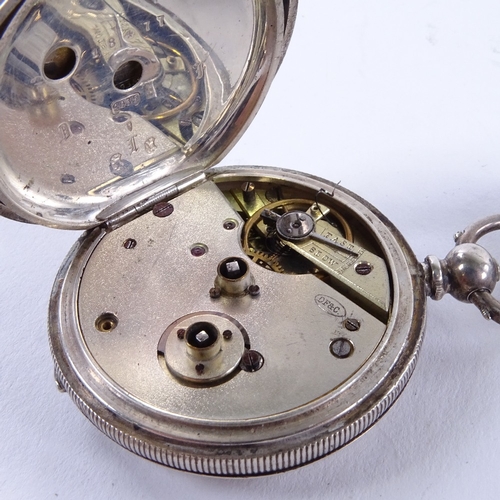 1017 - A late 19th/early 20th century Swiss silver half hunter key-wind pocket watch, white enamel dial wit... 