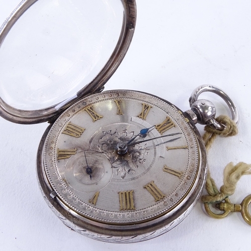 1023 - A late 19th century silver-cased open-face key-wind pocket watch, by John Forrest of London, silver ... 