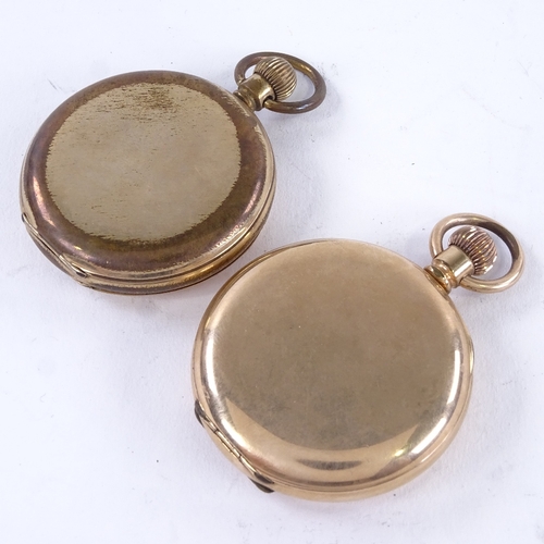 1024 - 2 early 20th century gold plated pocket watches, comprising full and half hunter examples, case widt... 