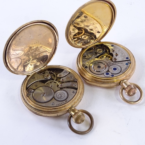 1024 - 2 early 20th century gold plated pocket watches, comprising full and half hunter examples, case widt... 