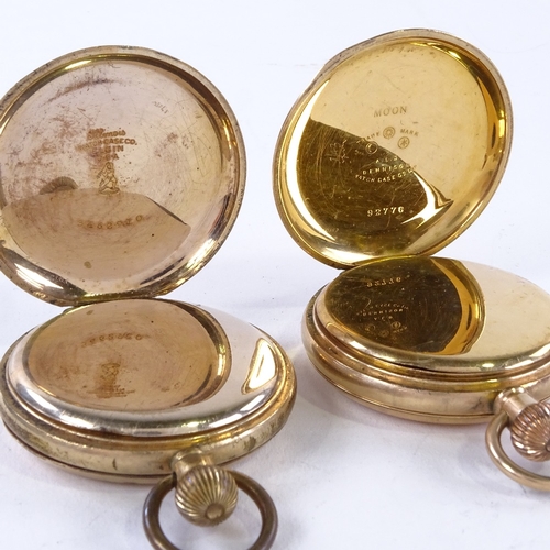 1024 - 2 early 20th century gold plated pocket watches, comprising full and half hunter examples, case widt... 