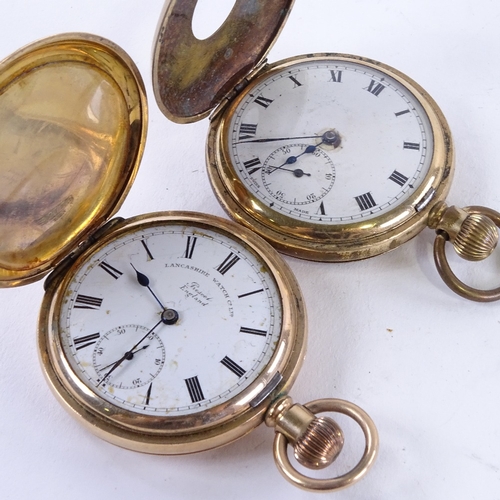 1024 - 2 early 20th century gold plated pocket watches, comprising full and half hunter examples, case widt... 