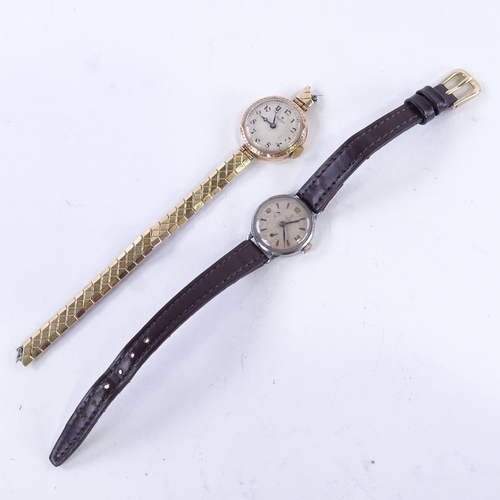 1026 - 2 lady's Vintage mechanical wristwatches, comprising 9ct gold Rolex and stainless steel Tudor, large... 