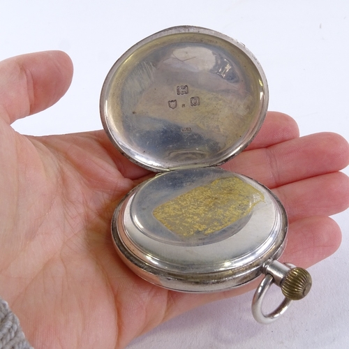 1028 - An early 20th century silver full hunter pocket watch, white enamel dial with black Roman numeral ho... 