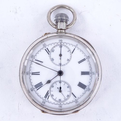 1029 - A late 19th century Swiss silver-cased open-face top-wind chronometer pocket watch, white enamel dia... 