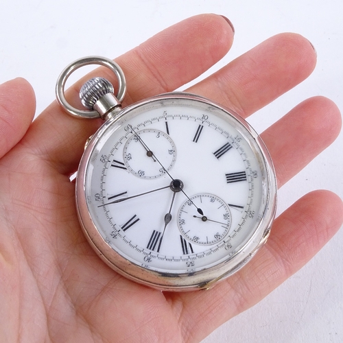 1029 - A late 19th century Swiss silver-cased open-face top-wind chronometer pocket watch, white enamel dia... 