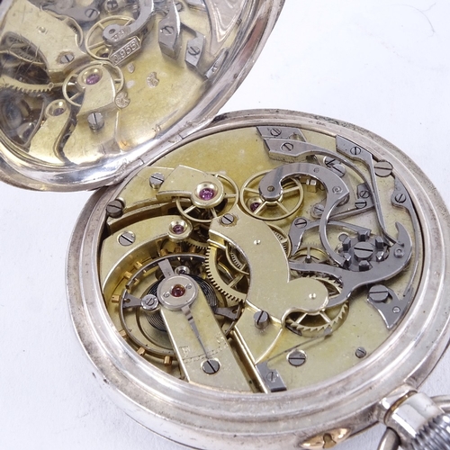 1029 - A late 19th century Swiss silver-cased open-face top-wind chronometer pocket watch, white enamel dia... 