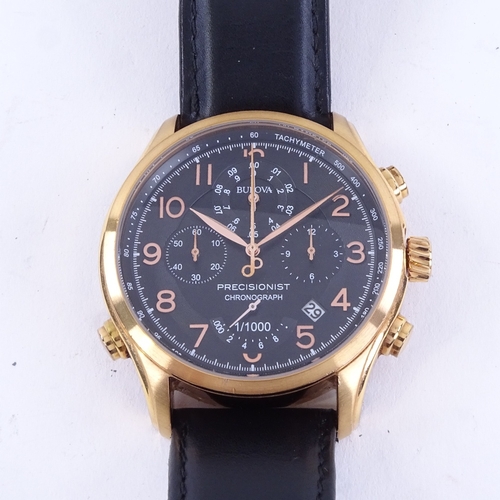 1032 - BULOVA - a rose gold plated stainless steel Precisionist quartz chronograph wristwatch, ref. 97B122,... 