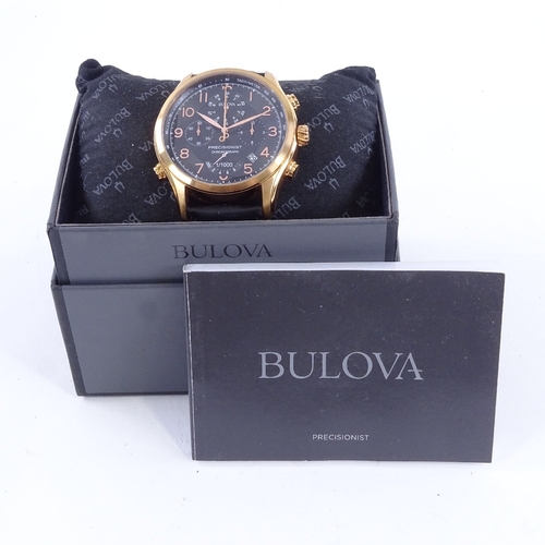 1032 - BULOVA - a rose gold plated stainless steel Precisionist quartz chronograph wristwatch, ref. 97B122,... 