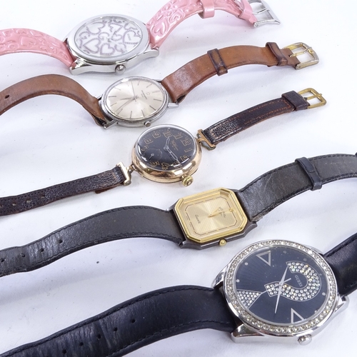 1034 - Various wristwatches, including Eterna-Matic 3000, gold-filled Waltham wristwatch, Guess etc (12)