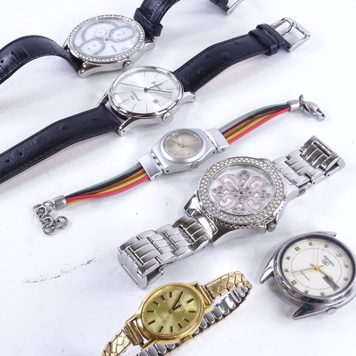 1034 - Various wristwatches, including Eterna-Matic 3000, gold-filled Waltham wristwatch, Guess etc (12)