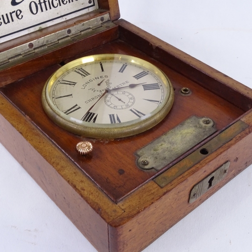 1035 - LONGINES - a rare ship's deck marine chronometer, circa 1910, silvered dial with black Roman numeral... 