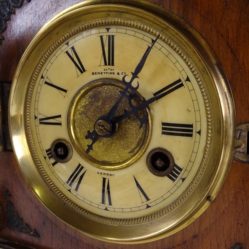 1044 - An early 20th century mahogany-cased 8-day architectural mantel clock, examined by Benet Fink & Co o... 