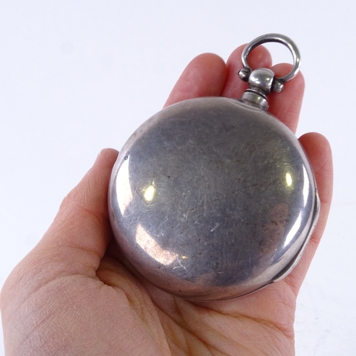 1047 - An early 19th century silver pair-cased Verge pocket watch, by William Smith of Wingham, white ename... 