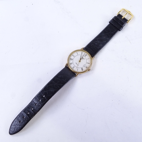 1049 - LONGINES - a Vintage gold plated stainless steel Presence quartz wristwatch, ref. 6801 10 156, white... 