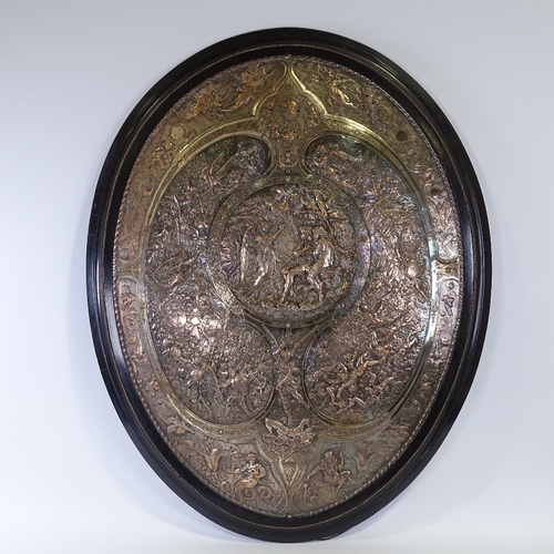 156 - A large Milton Shield by Elkington and Co, signed Morel Ladeuil Fecit 1866. Electroplate convex pane... 