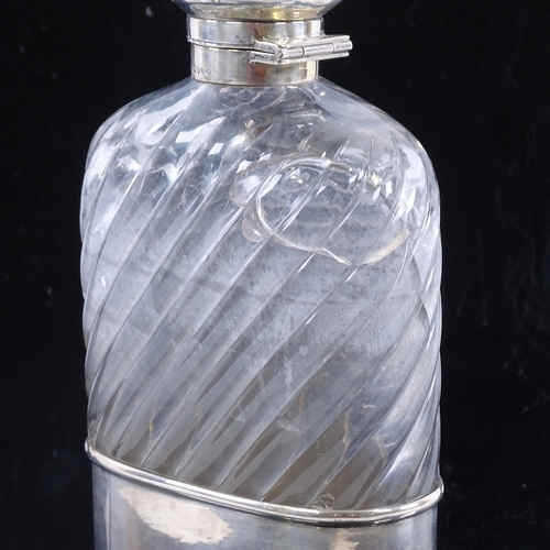 167 - A Goliath silver mounted hip-flask, hallmarked 1889 Drew & Sons, height 21cm a/f.