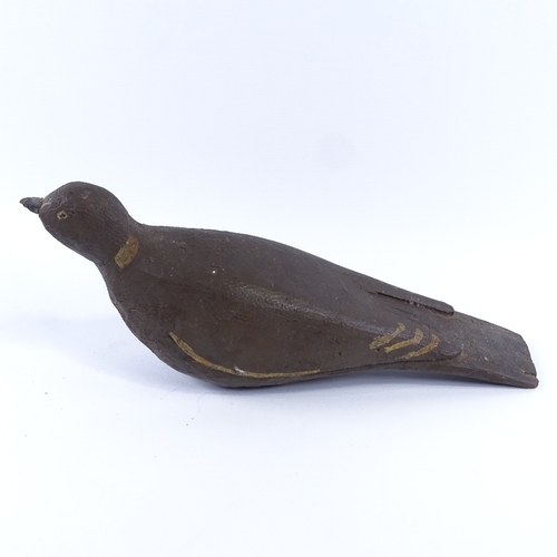 170 - A 19th century carved and painted wood Folk Art decoy pigeon, length 38cm