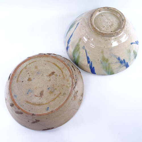 174 - 2 18th/19th century continental majolica bowls, largest diameter 31cm.