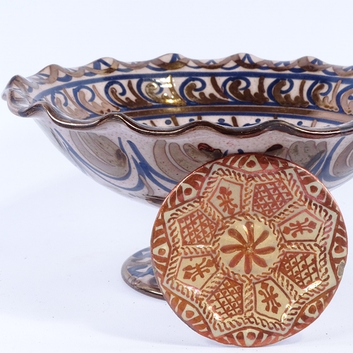 175 - A Hispano-Moresque lustre faience tazza, and another small dish, tazza diameter 27cm.