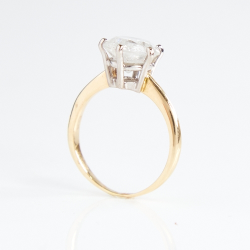 1113 - An 18ct gold 3.51ct solitaire diamond ring, in plain 6-claw setting, clarity approx I3, colour appro... 