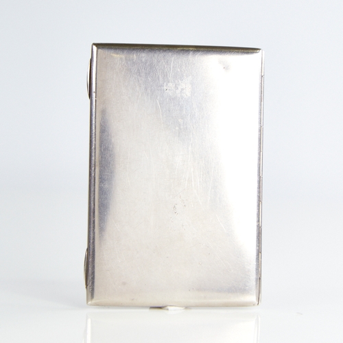 1115 - FABERGE - a 19th century Russian silver calling card case, plain rectangular form with applied 2-col... 