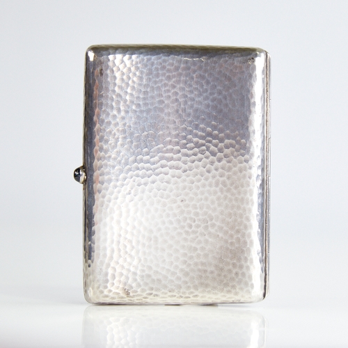 1116 - An early 20th century Continental silver curved cigarette case, floral design set with pear-shaped c... 