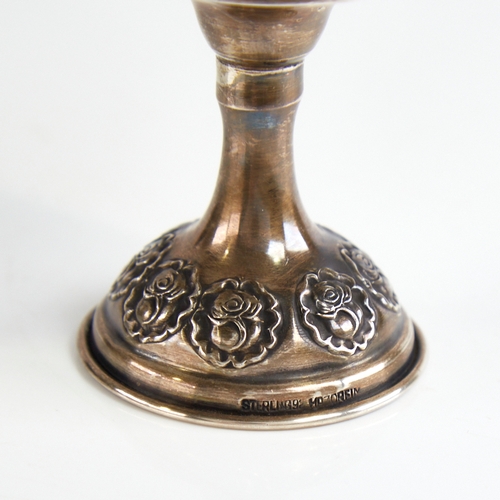 1123 - A sterling silver Judaica besamim spice tower, by Hazorfim, pierced openwork body with relief emboss... 