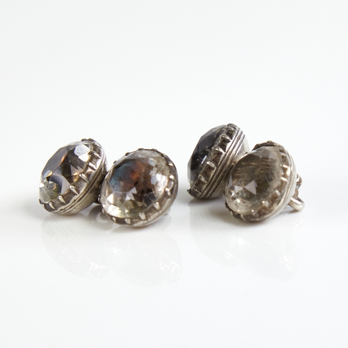 1127 - A pair of Georgian unmarked silver and paste cufflinks, closed-back settings, panel diameter 13mm, 8... 