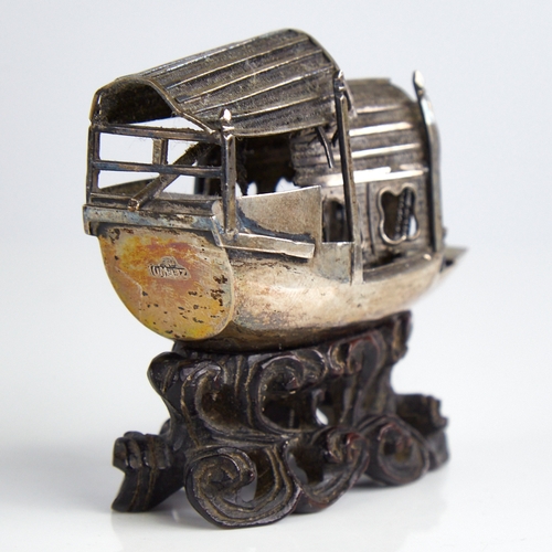 1144 - A late 19th/early 20th century Chinese export silver model pleasure boat, by Zee Wo of Shanghai, on ... 