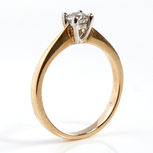 1148 - A 9ct gold 0.25ct solitaire diamond ring, set with round brilliant-cut diamond within 4-claw setting... 