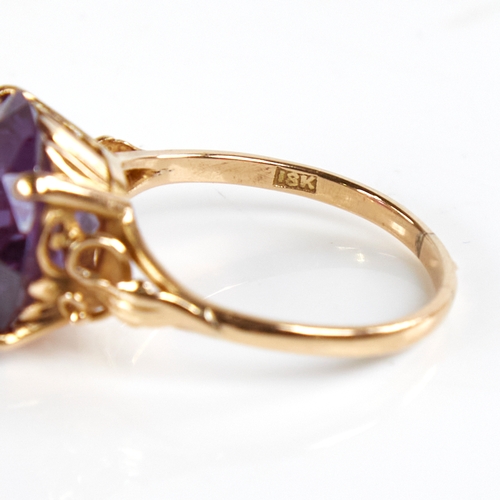 1188 - A late 20th century 18ct gold synthetic sapphire dress ring, sapphire diameter 14.6mm, size S, 6g