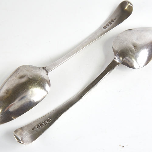 1197 - A pair of George III silver Old English pattern tablespoons, bright-cut engraved handles, maker's ma... 