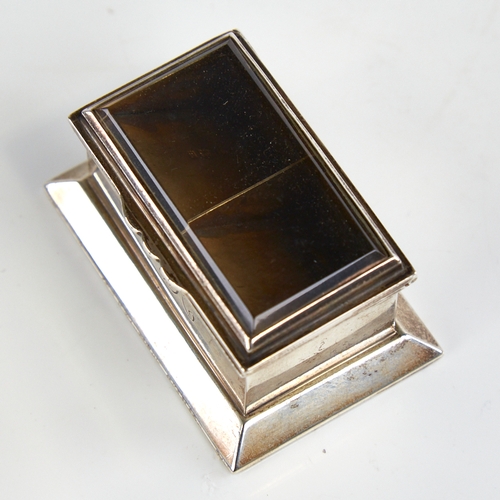 1198 - An Edwardian silver double postage stamp box, rectangular form with bevelled glass viewing lid, spru... 