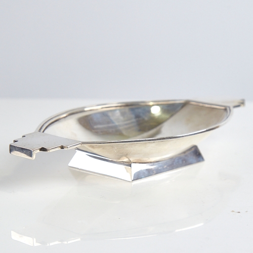 1199 - A small Art Deco silver bon bon dish, geometric design with stepped handles and pedestal base, by Go... 