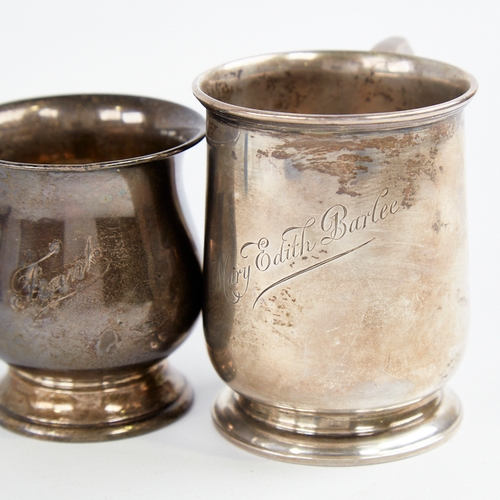 1214 - 2 George V silver christening tankards, examples by Robert Pringle & Sons, and William Suckling Ltd,... 