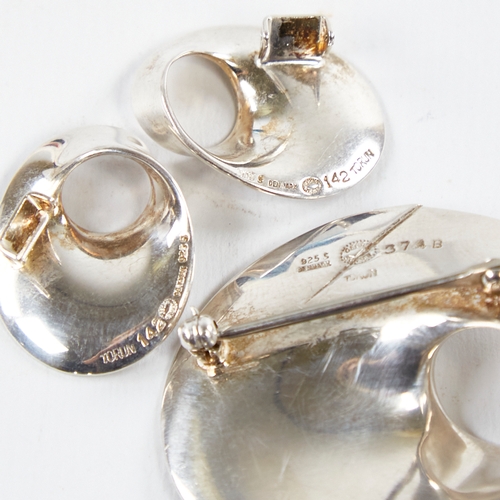 1216 - VIVIANNA TORUN BULOW-HUBE for GEORG JENSEN - a set of Danish sterling silver Mobius pattern jeweller... 