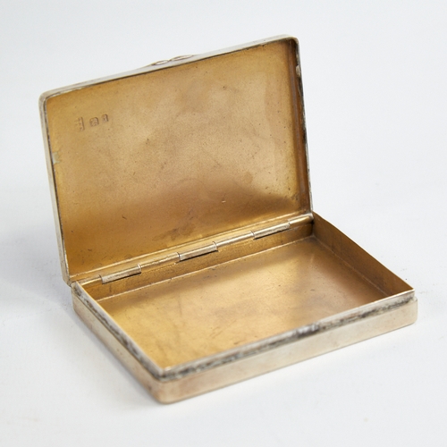 1220 - A George V silver table snuffbox, plain rectangular form with engraved sailing boat scene lid and gi... 