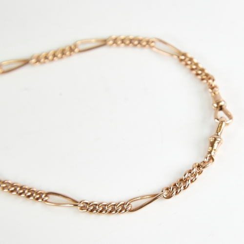 1229 - An early/mid-20th century 9ct gold fancy link double Albert chain necklace, with Figaro curb links, ... 