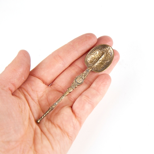 1238 - Various Continental silver and white metal spoons, including Dutch example with ship terminal, Apost... 