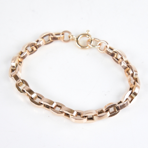 1239 - An early 20th century 9ct gold hollow cable link bracelet, bracelet length 18cm, 14.2g