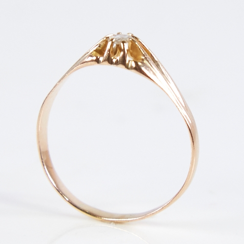 1244 - A 19th century unmarked gold rose-cut diamond gypsy ring, diamond measures: length - 4.35mm, width -... 