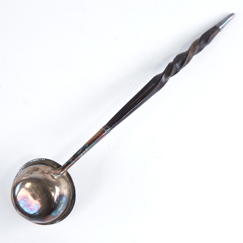 1256 - A small Georgian unmarked silver and whale baleen-handled toddy ladle, length 18cm