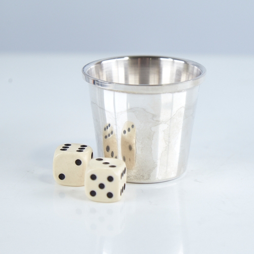 1261 - An Elizabeth II sterling silver dice shaker cup, tapered cylindrical form, by Harrison Brothers & Ho... 