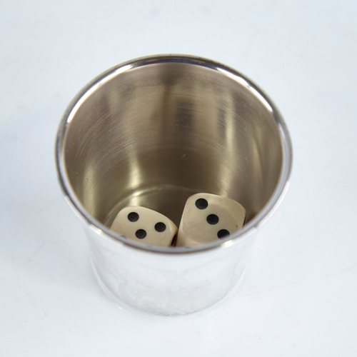 1261 - An Elizabeth II sterling silver dice shaker cup, tapered cylindrical form, by Harrison Brothers & Ho... 