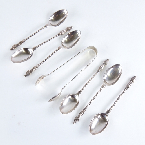 1285 - A set of 6 Victorian silver Apostle spoons, twisted stems with figural terminals, by Atkin Brothers,... 