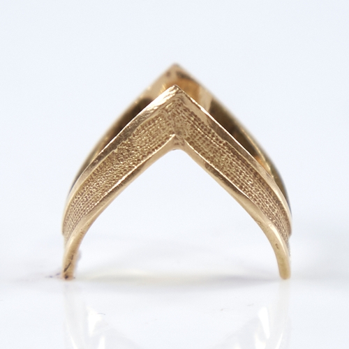 1288 - A modern Continental 18ct gold double-wishbone ring, ring length 18.3mm, size L, 3.1g